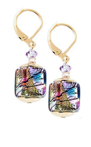 Earrings Mysterious Gold Cubes earrings with 24 carat gold and sterling silver in Lampglas ECU17 pearls
