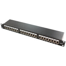 Cables & Interconnects Patch Panel 19", RJ-45, Cat6a, Black, Metal, Rack mounting, RJ45