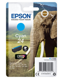 Cartridges Epson Elephant Singlepack Cyan 24 Claria Photo HD Ink