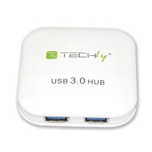 Cables & Interconnects Techly USB 3.0 Super Speed Hub 4 Ports White IUSB3-HUB4-WH