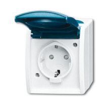 Sockets, switches and frames Busch-Jaeger 2083-0-0842, CEE 7/3, 2P+E, Blue,White, IP44, 250 V, 16 A