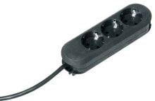 Sockets, switches and frames 388.172, 5 m, 3 AC outlet(s), Plastic, Black, 3680 W, 16 A