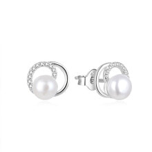 Earrings Elegant pearl earrings with zircons AGUP1321PL