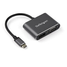 Chargers and Power Adapters StarTech.com USB C Multiport Video Adapter - USB-C to 4K 60Hz DisplayPort 1.2 or 1080p VGA Monitor Adapter - USB Type-C 2-in-1 DP (HBR2 HDR)/VGA Display Converter- Thunderbolt 3 Compatible