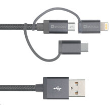 Charging Cables Skross 2.700271 USB cable 1 m USB 2.0 USB A USB C/Micro-USB B/Lightning Grey