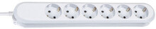 Power Supply SMART 6x Schuko H05VV-F 3G 1.50mm² 16A/3680W 5m, 5 m, 6 AC outlet(s), Plastic, White, 3680 W, 16 A