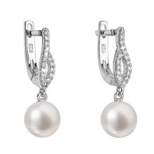 Earrings Beautiful silver earrings with real pearls 21027.1