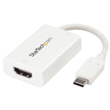 Cables & Interconnects StarTech.com USB C to HDMI 2.0 Adapter with Power Delivery - 4K 60Hz USB Type-C to HDMI Display Video Converter - 60W PD Pass-Through Charging Port - Thunderbolt 3 Compatible - White