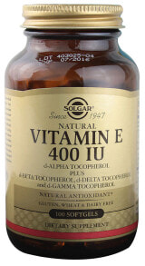 Vitamin E Solgar Vitamin E D-Alpha Tocopherol plus D-Beta, D-Delta and D-Gamma Tocopherols -- 400 IU - 100 Softgels