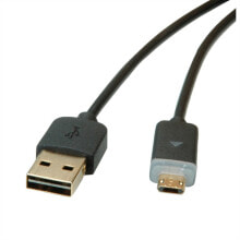 Wires, cables ROLINE USB 1m USB cable USB 2.0 USB A Micro-USB B Black