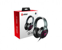 Gaming Consoles MSI IMMERSE GH50 7.1 Virtual Surround Sound RGB Gaming Headset 'Black with Ambient Dragon Logo, RGB Mystic Light, USB, inline audio controller, 40mm Drivers, detachable Mic'