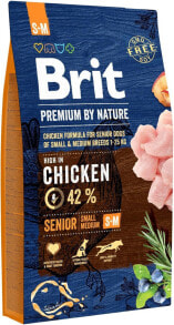 Dog Dry Food Brit Premium by Nature Senior S+M 15 kg Apple, Chicken, Corn